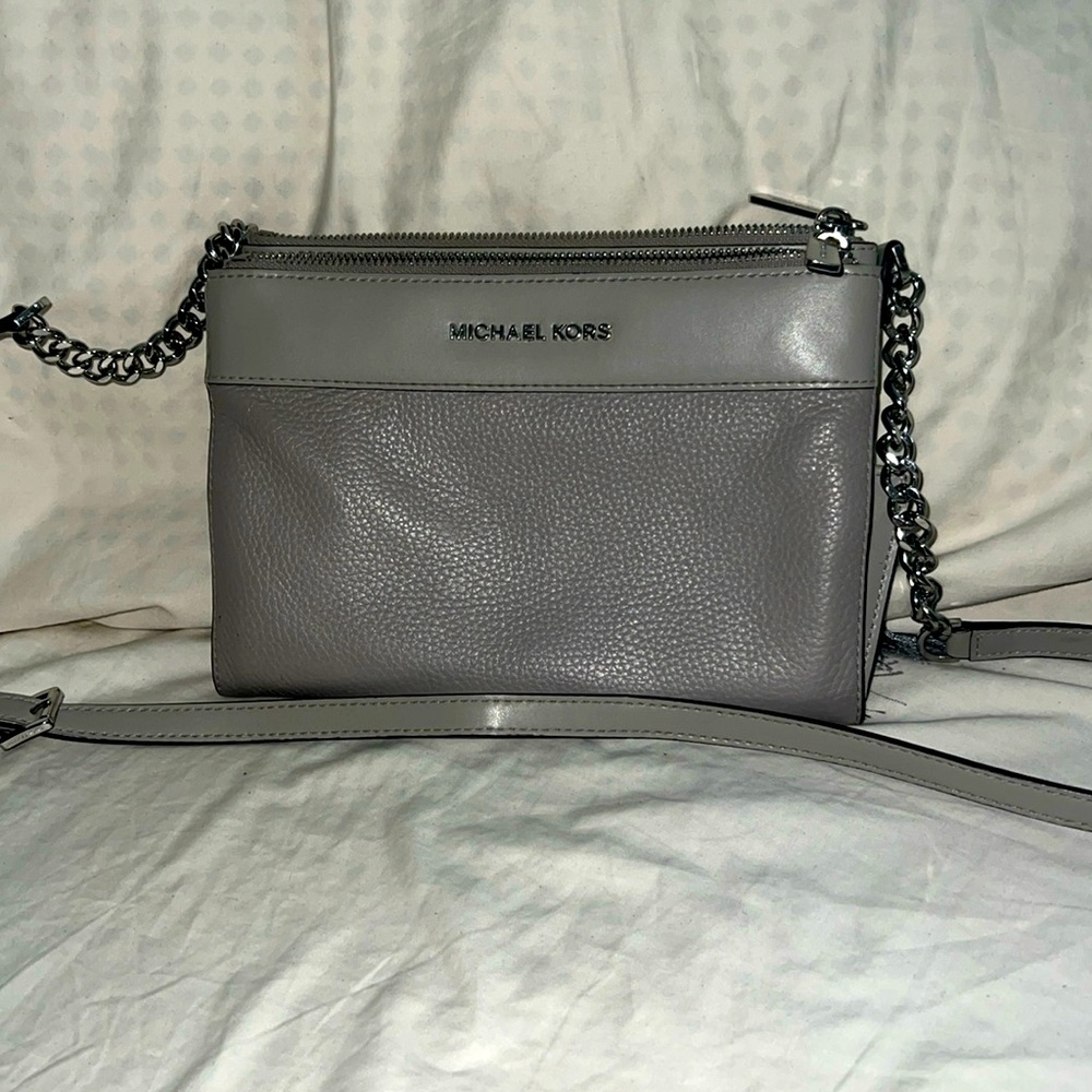 Michael Kors Kenly Large Pebbled Leather Double Zip Crossbody